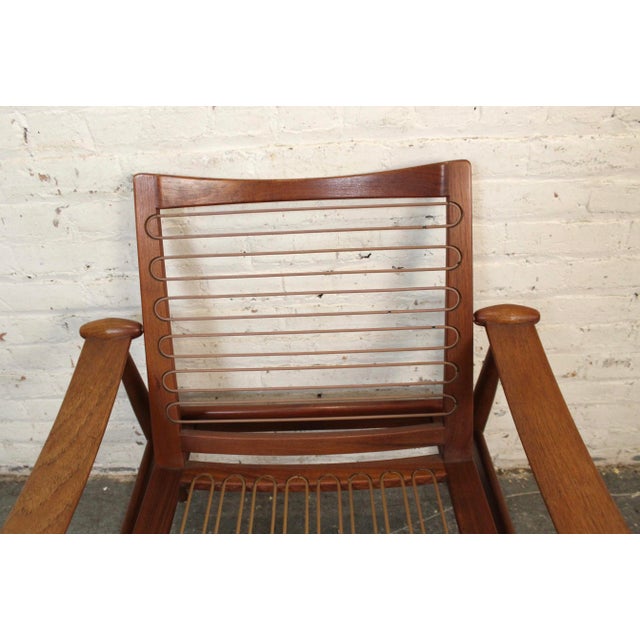 Mid 20th Century Teak "Spade Chair" Attributed to Finn Juhl With Cowhide Cushions For Sale - Image 13 of 14
