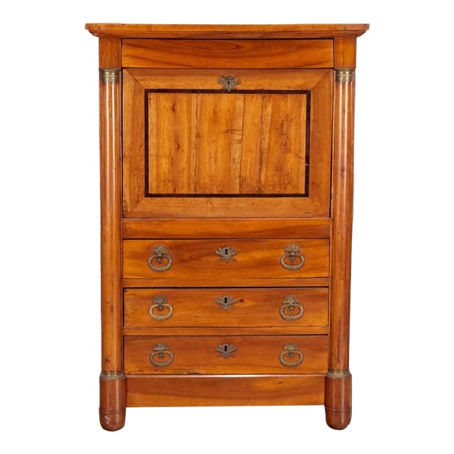 Mid 19th Century French Empire Bronze Mounted Secretaire a Abattant For Sale