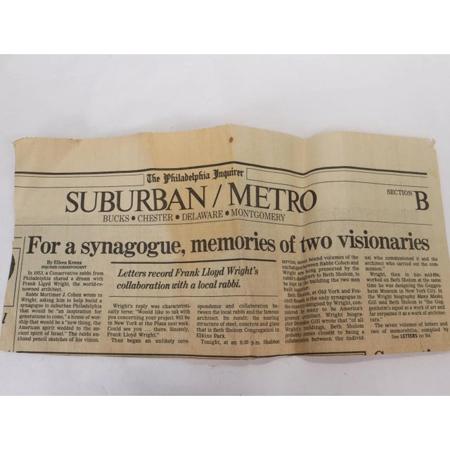 An autograph and associated memorabilia. A framed autograph from Frank Lloyd Wright. With a series of Philadelphia...