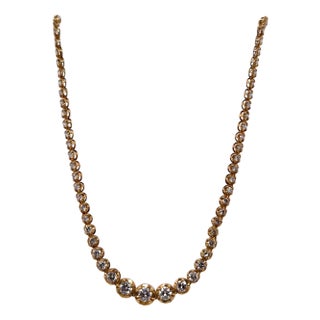 18ct Yellow Gold Diamond Tennis Necklace 3.00ct 8.3g For Sale