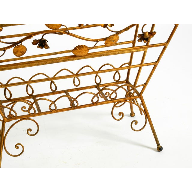 Mid-Century Modern Newspaper and Magazine Rack with Gilded Metal Frame, 1950s For Sale - Image 11 of 18
