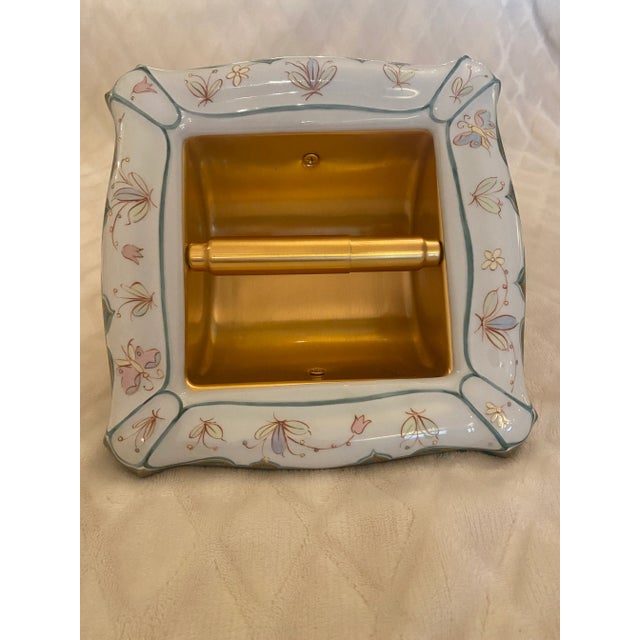 Sherle Wagner Gold & Ceramic Bathroom Toilet Paper Holder For Sale - Image 9 of 9