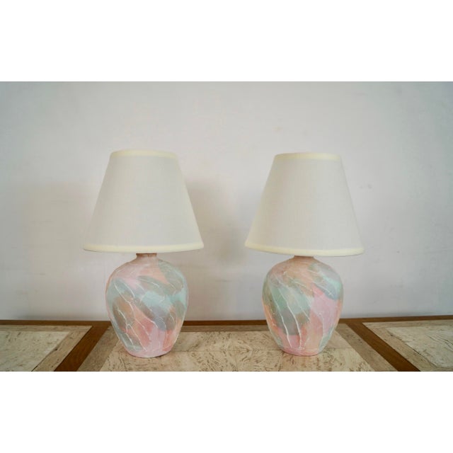 Pair of vintage 1980's post modern table lamps for sale. They are both in excellent condition, and in great working order....