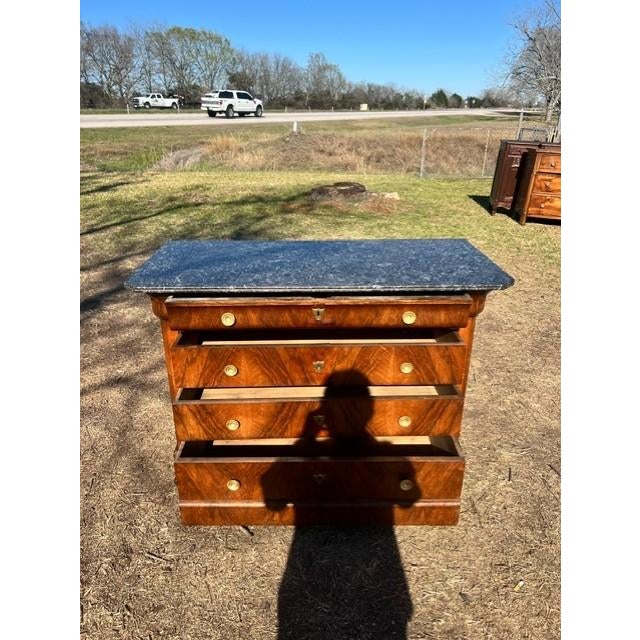 19th Century Louis Philippe Burl Walnut Marble Top Chest of Drawer / Commodes For Sale - Image 12 of 18