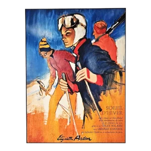 1960 Mid-Century French Ski Print, Matted