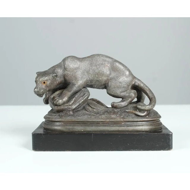 Gray Antique Zinc Casting Panther Sculpture, 1880s For Sale - Image 8 of 8