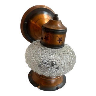 Copper Bubble Glass and Stars Wall Sconce, Circa 1920 For Sale