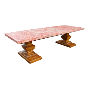 Vintage Weiman Heirloom Pedestal Stone Top Coffee Table