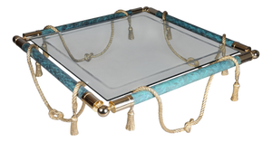 Hollywood Regency Style Coffee Table in Brass and Gold with Glass