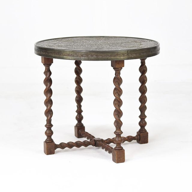 Small Side Table with Sugarcane Frame and Brass Top, 1920s For Sale - Image 6 of 8