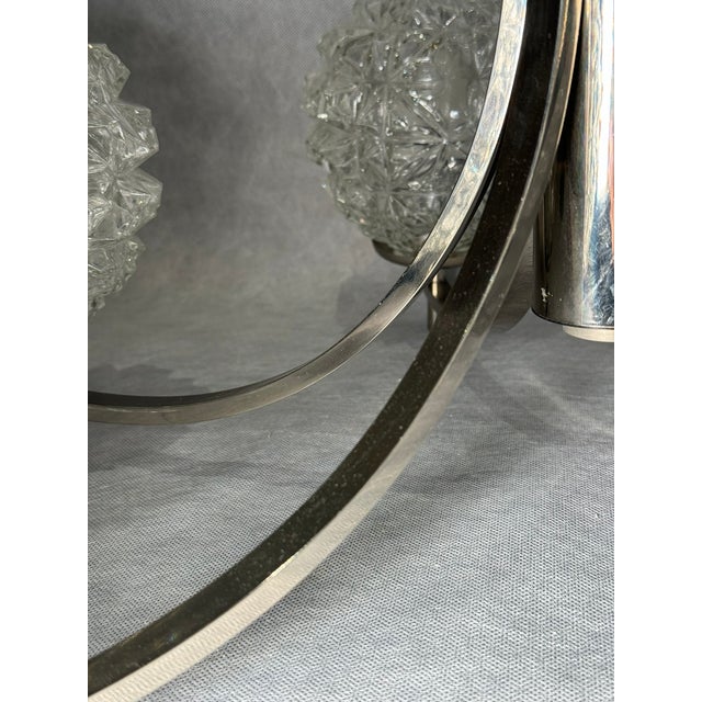 Chrome Chandelier with Pressed Glass Shades from Fischer Leuchten, Germany, 1970s For Sale - Image 11 of 15