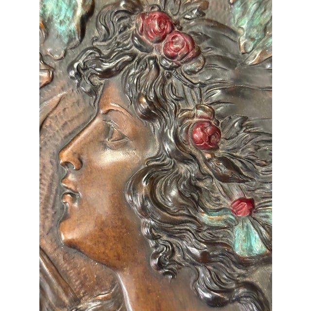 Art Nouveau Signed A. Mucha Art Nouveau Floral Relief Wall Plaque, Early 20th Century. For Sale - Image 3 of 13