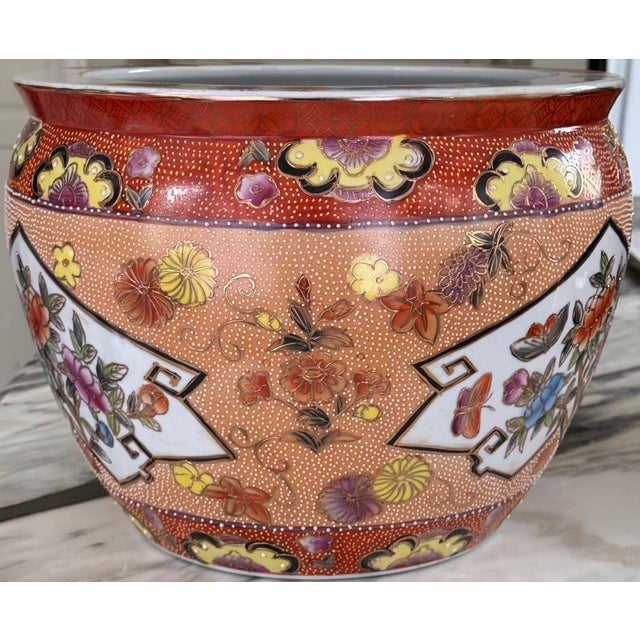 Vintage Moriage Gilt Chinese Fish Bowl Cache Pot For Sale - Image 9 of 14