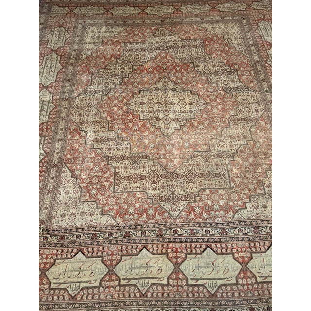 Early 20th Century Antique Persian Tabriz Rug With Geometric Medallion Pattern - 12'2'' X 9'6'' For Sale - Image 5 of 9