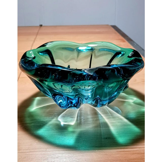 Emerald 1960s Barbini Murano Attributed Art Glass Decorative Bowl Ashtray For Sale - Image 8 of 8