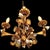 Vintage Hollywood Regency Florentine Five-Arm Metal Chandelier with Porcelain Flowers, 1970s For Sale - Image 6 of 18