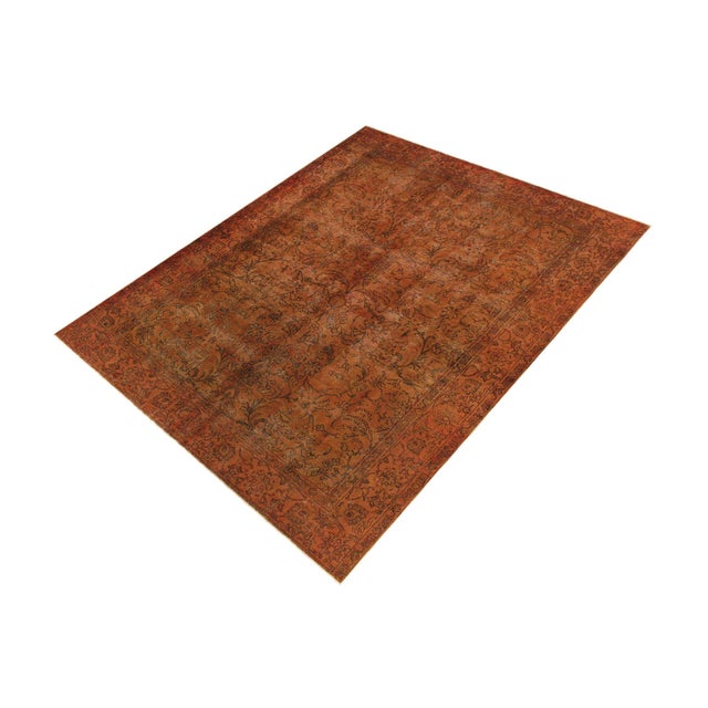 Art Nouveau Vintage Retro No Pile Rust/Brown Wool Rug - 8'0'' X 11'2'' For Sale - Image 3 of 10