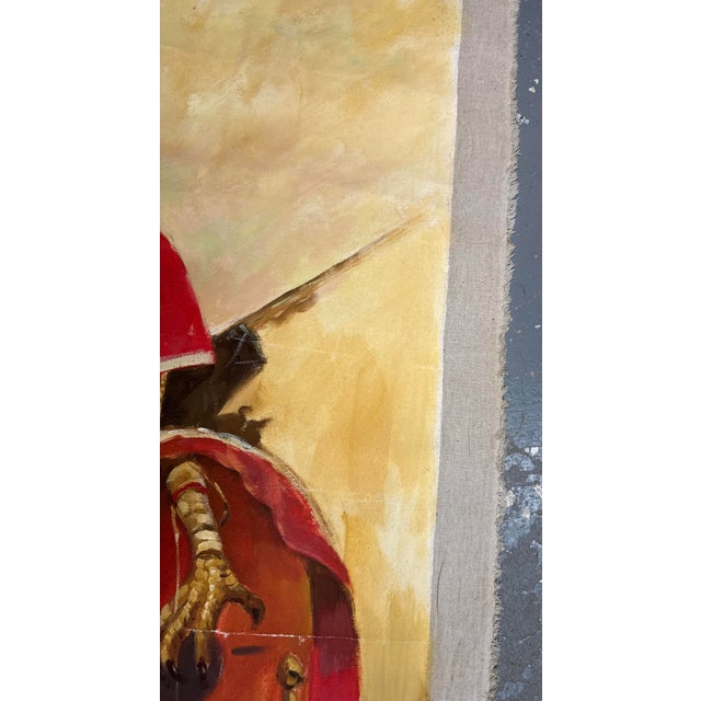 Large Vintage Original Apache Native Indian Chief Oil Painting Portrait / Canvas For Sale - Image 11 of 12