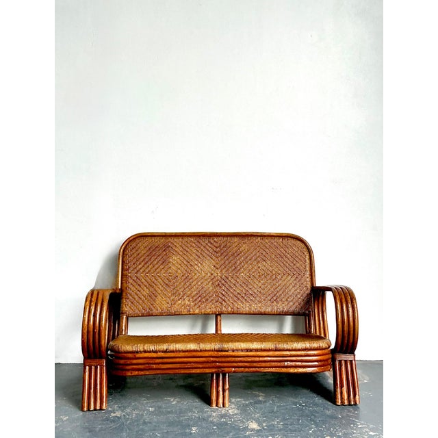 Vintage Woven Rattan Loveseat For Sale - Image 9 of 18