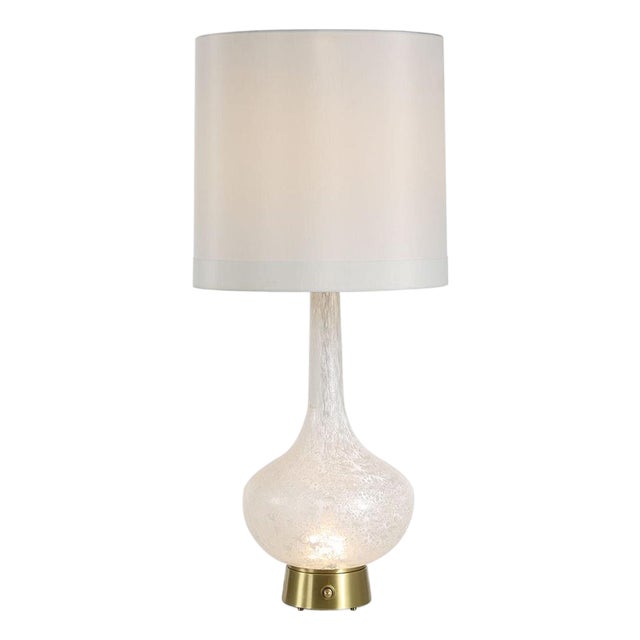 White Glass Glow Table Lamp For Sale