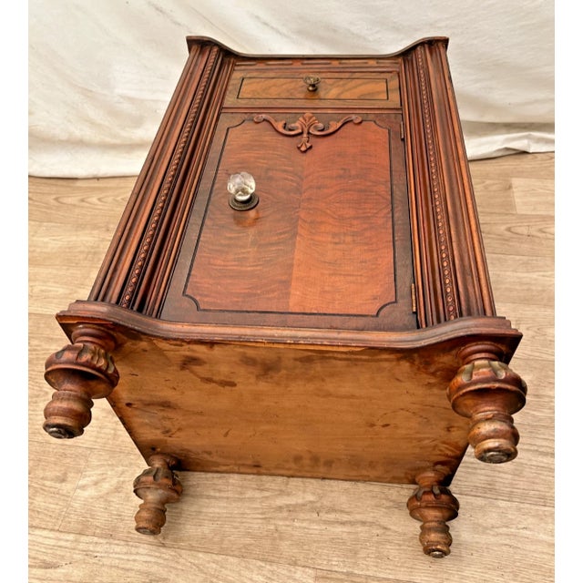Antique Italian Nightstand Cabinet With Drawer Hand Carved Walnut and Mahogany For Sale - Image 13 of 13