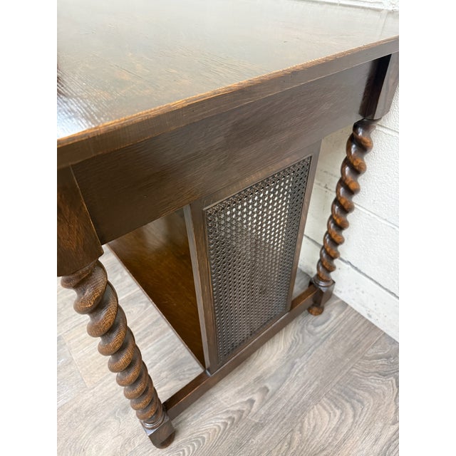 Antique Stickley Bros Barley Twist Oak Library Table With Drawer For Sale - Image 9 of 15
