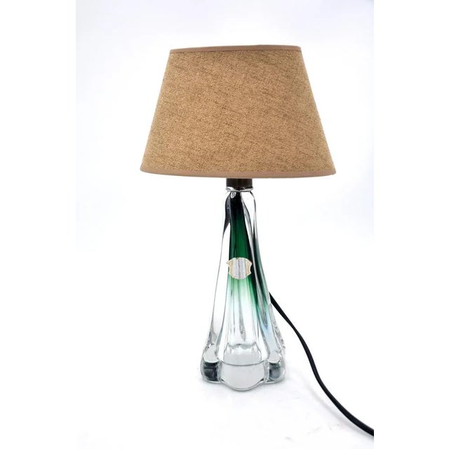 Glass Table Lamp in Clear-Dark Green from Val Saint Lambert, 1960s For Sale - Image 7 of 7