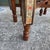 Antique Moroccan-Middle Eastern Brass and Wood Tea Tray Table- 2 Pieces For Sale - Image 9 of 12