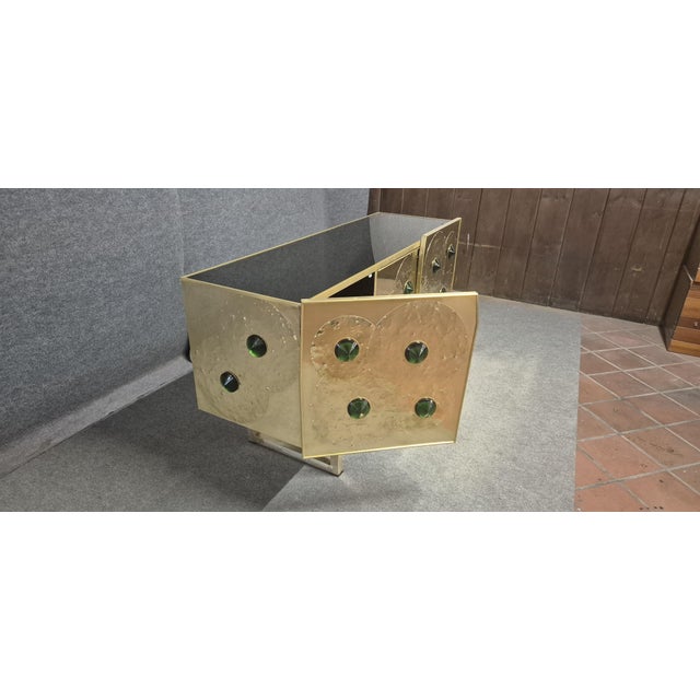 Brass and Black Glass Sideboard with Murano Jewels from Justfurnituress SRL For Sale - Image 13 of 15