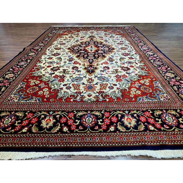 Middle Eastern Qom Rug in Pure Wool For Sale - Image 5 of 11
