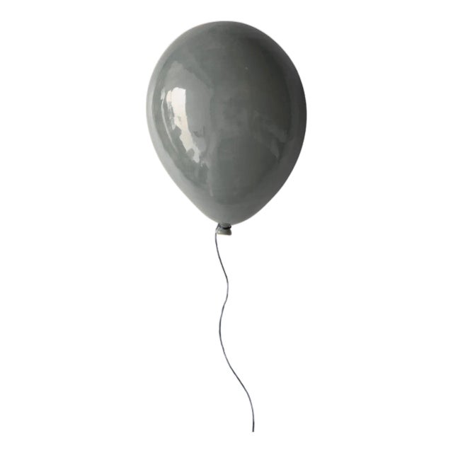 Grey Glossy Ceramic Balloon Wall or Ceiling Sculpture For Sale