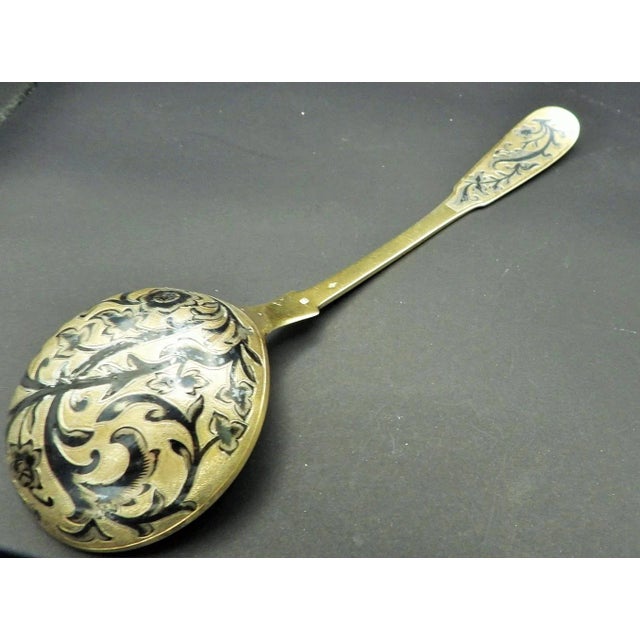 Silver Antique Pierre Queille 950 Sterling Silver Gilt Nielle Ladle Punch Soup 1834 For Sale - Image 8 of 12