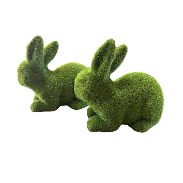 A set of two early 2000's green moss rabbit figurines. Both in great condition, would be the perfect accent to an Easter...