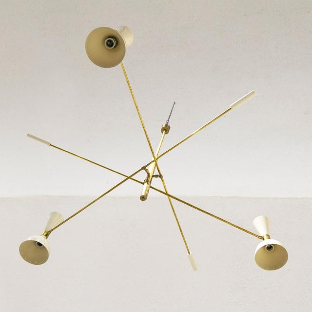 Mid-Century Italian Chandelier in Brass and Aluminum, 1960s For Sale - Image 5 of 10