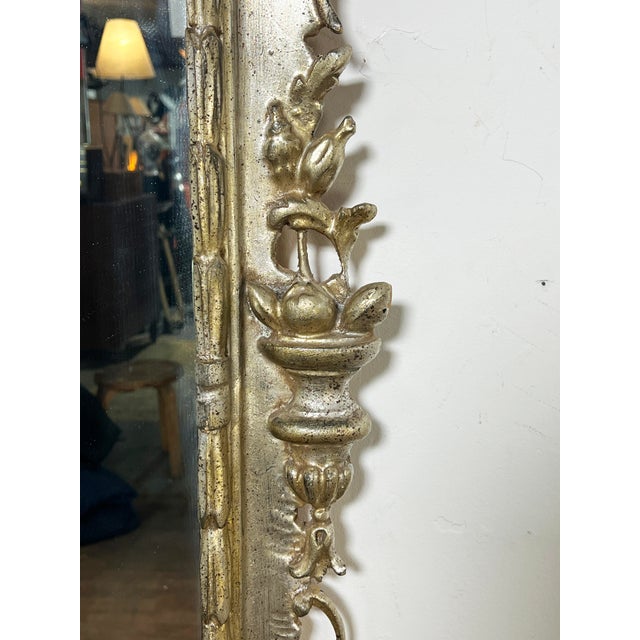 C. 1950s Italian Hand Carved Silver Leaf Mirror For Sale - Image 9 of 10