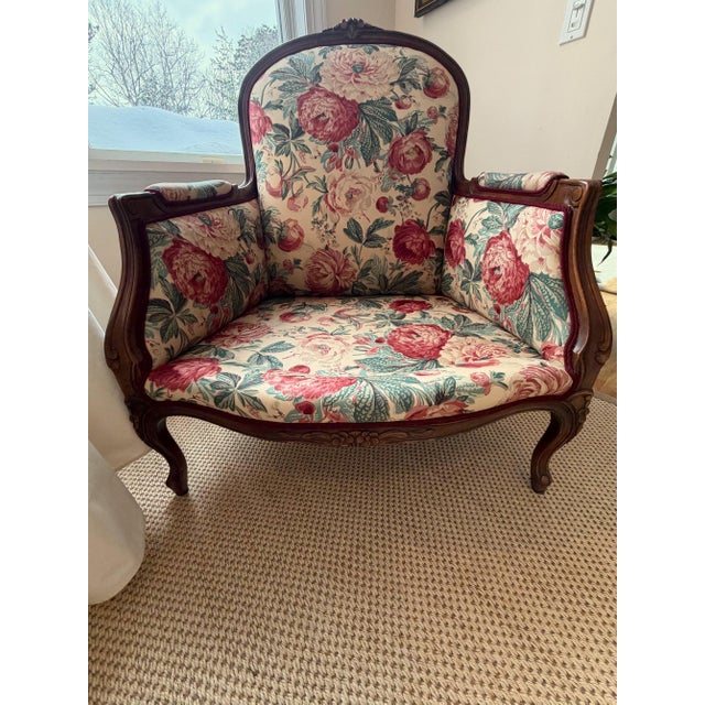 Custom Marquise Bergere Chair Upholstered in Heritage Floral Brunschwig & Fils For Sale - Image 11 of 18