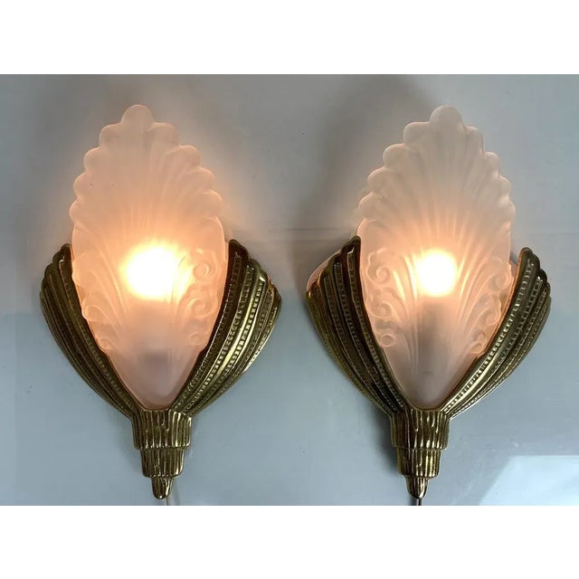 Art Deco Golden Bronze Wall Lights, 1920s, Set of 2 For Sale - Image 10 of 11