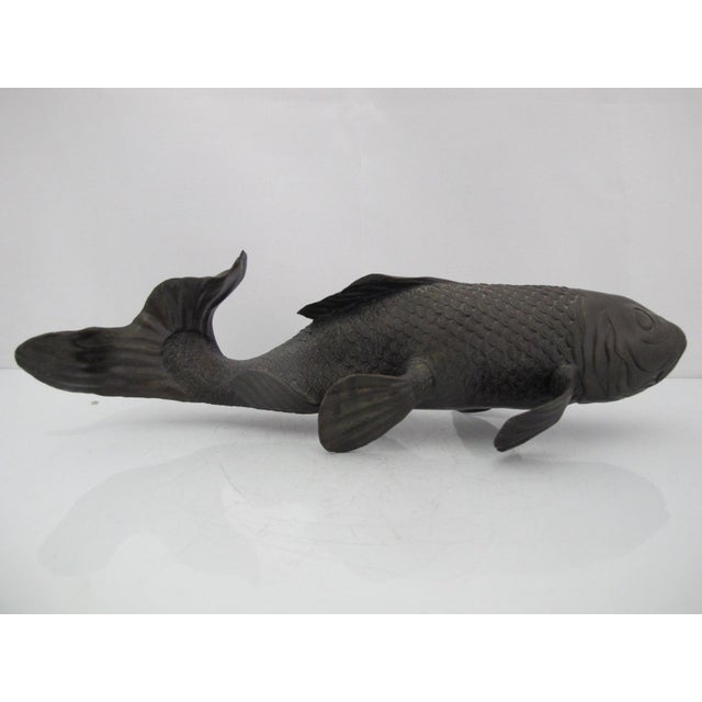 Bronze Japanese Okimono Carp Koi Fish Bronze Meiji Sculpture For Sale - Image 8 of 13