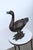 Bronze standing duck. Standing neck raised and mouth open with detailed feathers. 14.5 high.