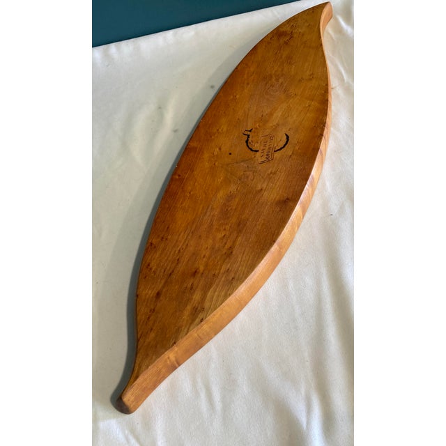 Mid 20th Century Vintage Stanwood Long Wooden Leaf Serving Tray For Sale - Image 5 of 6