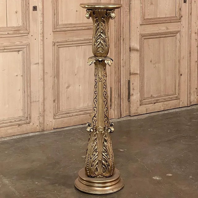 Antique Italian Baroque Giltwood Pedestal | Chairish