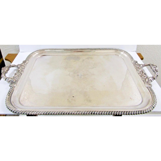 Metal Old Sheffield Rectangular Butler Tray Gadrooned Edge 1840s For Sale - Image 7 of 10