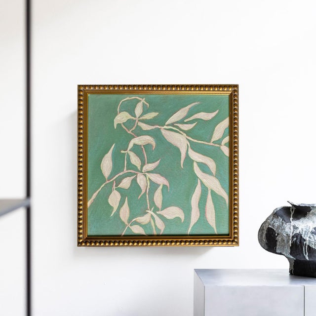 Chinoiserie Whispering Vines – Original Acrylic Botanical Painting in Gold Frame by Tatiana Duperault For Sale - Image 3 of 4