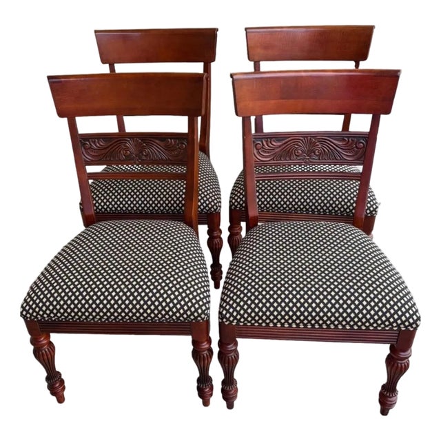 Ethan Allen British Classics Dining Side Chairs 260 Cinnabar Finish, Set of 4 For Sale