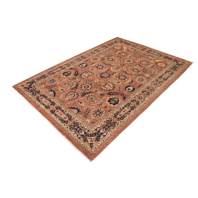 Transitional 1980s Classic Ziegler Orange Blue Hand-Knotted Wool Rug - 9'11'' X 14'3'' For Sale - Image 3 of 8