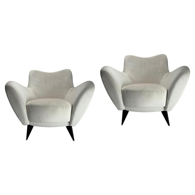 Perla Lounge Chairs in White Fabric by Guglielmo Veronesi, Italy, 1950s, Set of 2 For Sale - Image 9 of 9