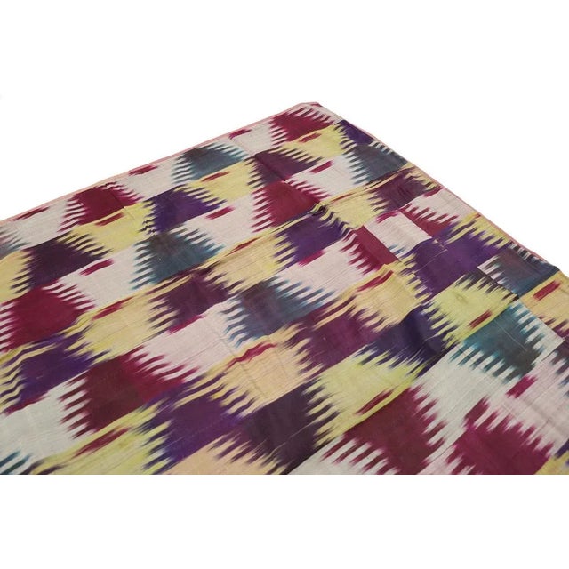 Textile Vintage Uzbek Tribal Silk Ikat Wall Hanging, 1920s For Sale - Image 7 of 13