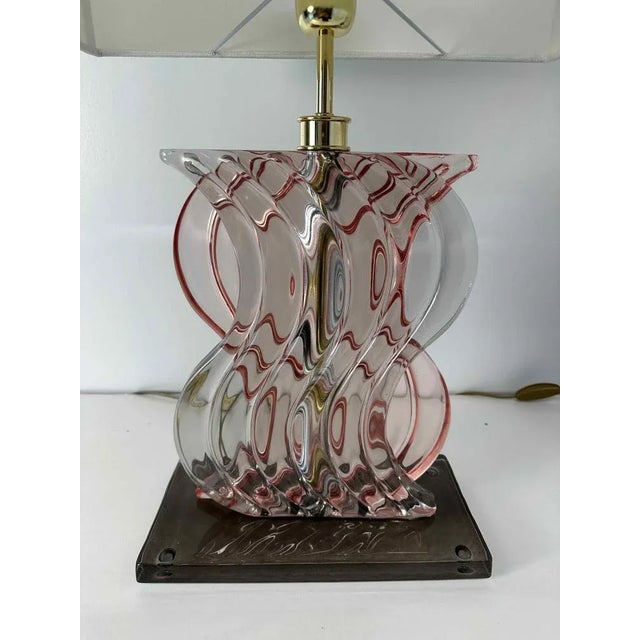 Art Deco Style Pink Murano Glass Table Lamps, 2000s, Set of 2 For Sale - Image 10 of 13
