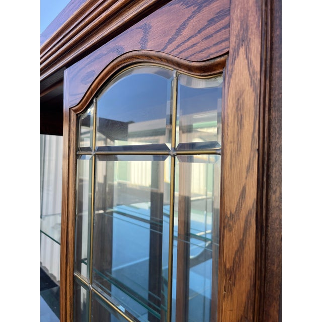 Brown 1980s Monumental American of Martinsville Grand Oak Lighted Curio Display For Sale - Image 8 of 12