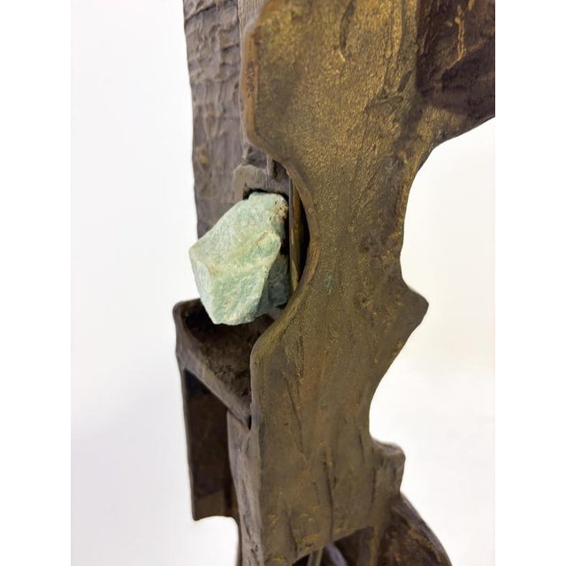 Brutalist Bronze Floor Lamp with Incrusted Stones, 1970s For Sale - Image 3 of 7